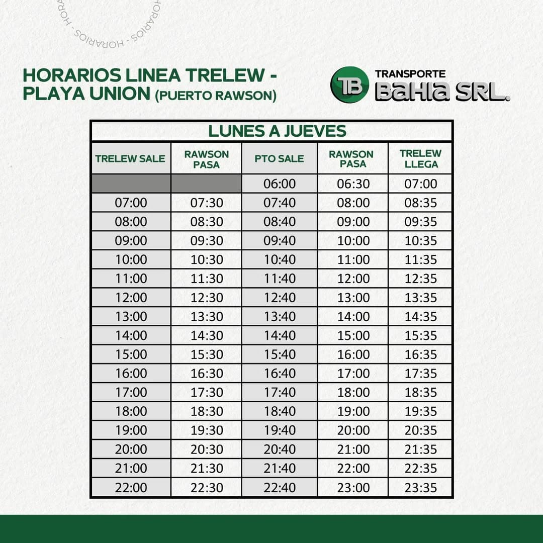 Horarios Lunes a Jueves