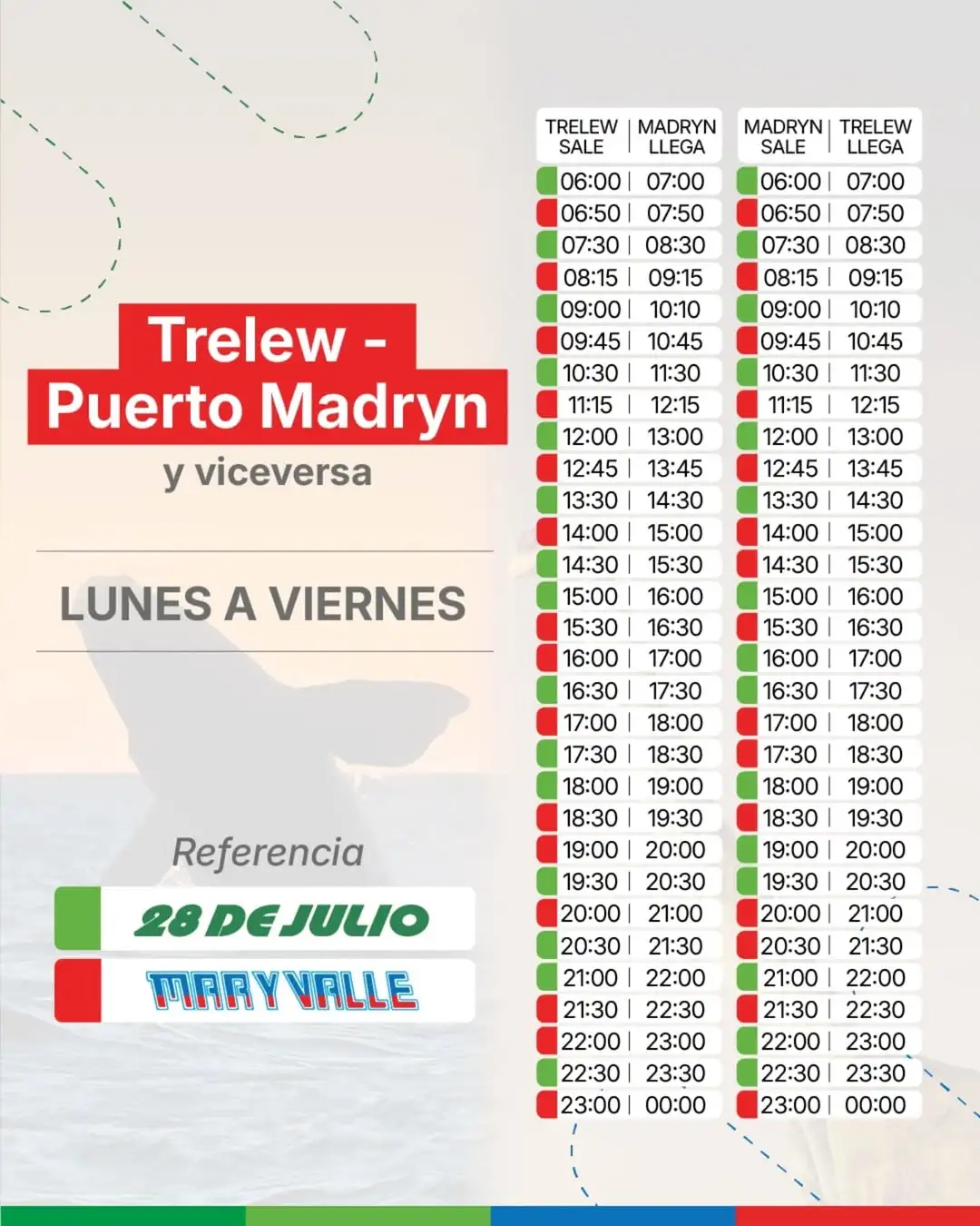 Horarios Lunes a Viernes