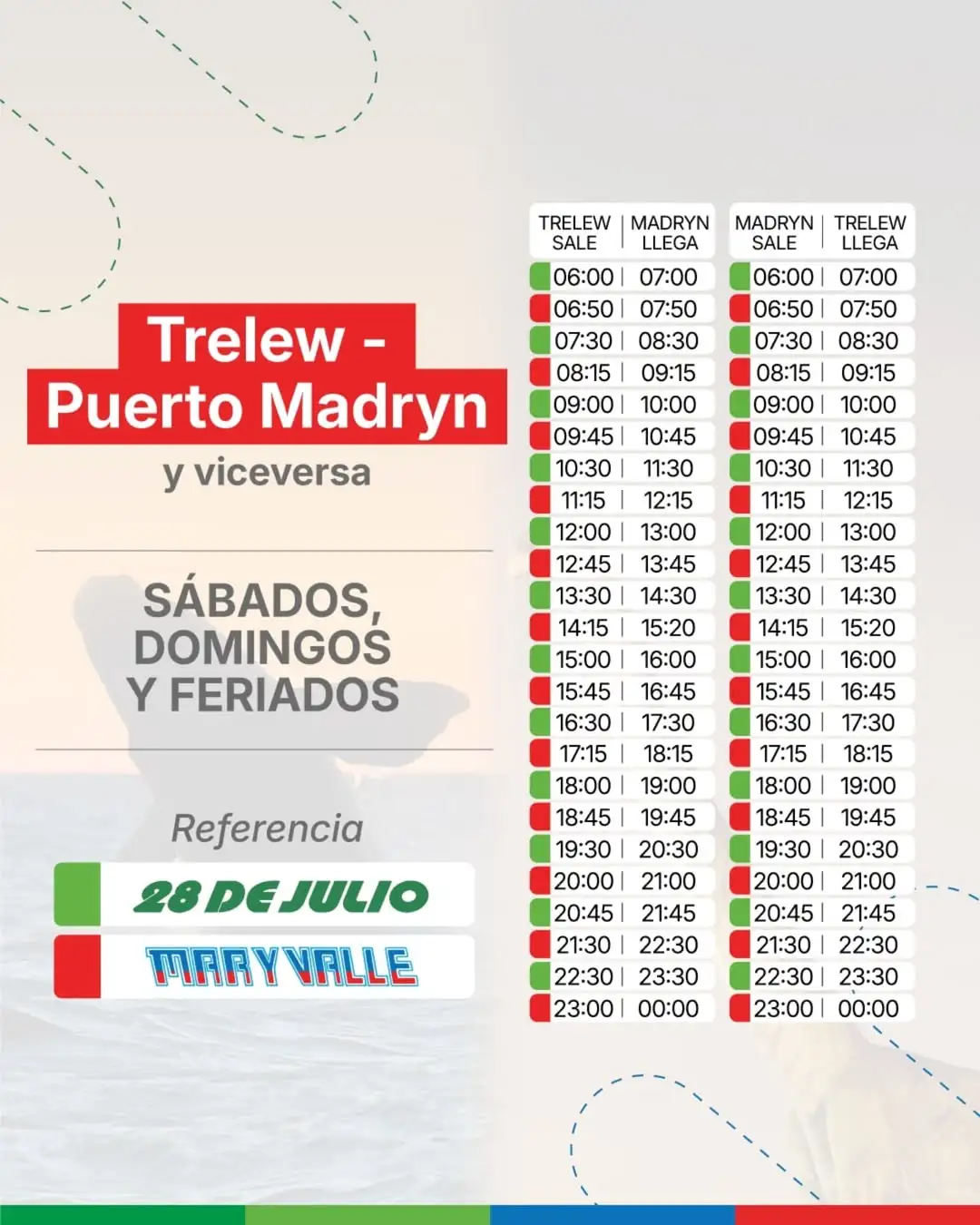 Horarios Sábados, Domingos, Feriados