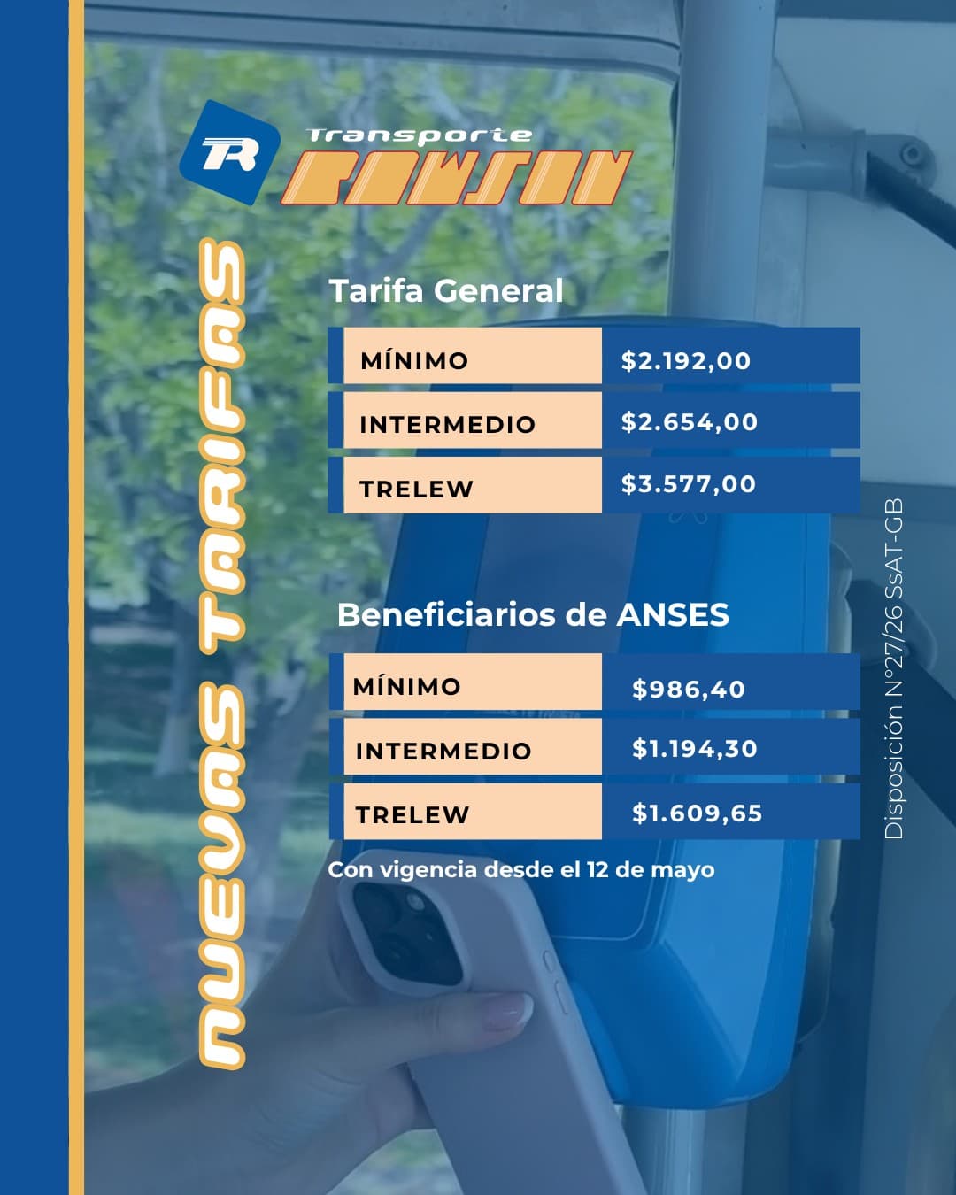 Tarifas Transporte Rawson